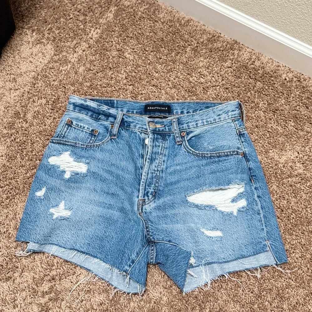 Aeropostale Blue Distressed Jean Shorts